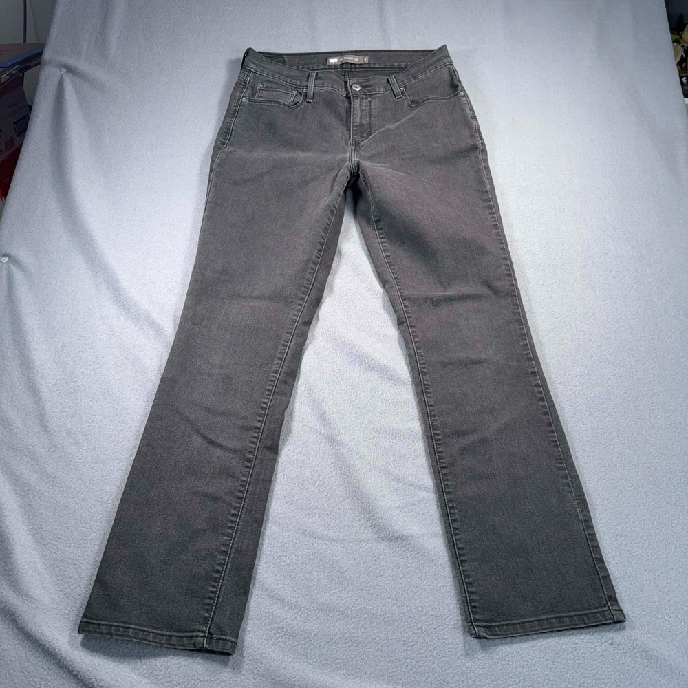 Levi's 505 Women's Straight Leg Jeans 8M Black Ink Dark Wash Stretch 30x30